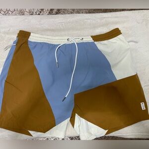Kith Light Blue Mesh Shorts with Tan Waistband